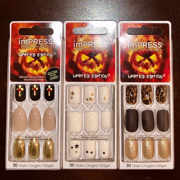 Lot of 3 Halloween Kiss imPRESS Press-On Nails NEW - Picture 1 of 10